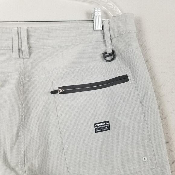 O'Neill Shorts Mens 38 Gray Crossover Hybrid Stretch Quick Dry Zip Pocket D-Ring - Picture 8 of 16